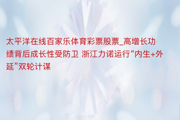 太平洋在线百家乐体育彩票股票_高增长功绩背后成长性受防卫 浙江力诺运行“内生+外延”双轮计谋