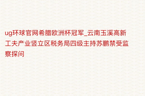 ug环球官网希腊欧洲杯冠军_云南玉溪高新工夫产业竖立区税务局四级主持苏鹏禁受监察探问