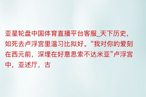 亚星轮盘中国体育直播平台客服_天下历史，如死去卢浮宫里温习比拟好。“我对你的爱刻在西元前，深埋在好意思索不达米亚”卢浮宫中，亚述厅，古