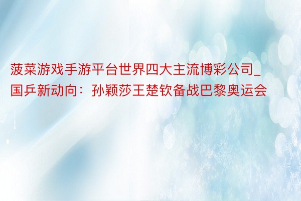 菠菜游戏手游平台世界四大主流博彩公司_国乒新动向：孙颖莎王楚钦备战巴黎奥运会