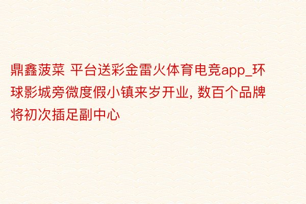 鼎鑫菠菜 平台送彩金雷火体育电竞app_环球影城旁微度假小镇来岁开业, 数百个品牌将初次插足副中心