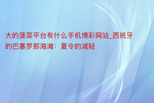 大的菠菜平台有什么手机博彩网站_西班牙的巴塞罗那海滩：夏令的减轻