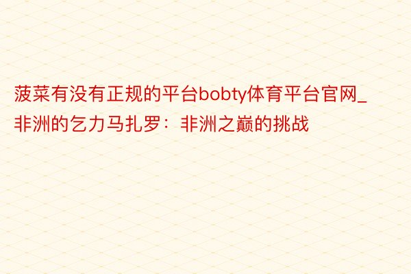 菠菜有没有正规的平台bobty体育平台官网_非洲的乞力马扎罗：非洲之巅的挑战