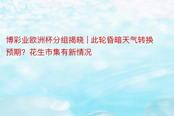博彩业欧洲杯分组揭晓 | 此轮昏暗天气转换预期？花生市集有新情况