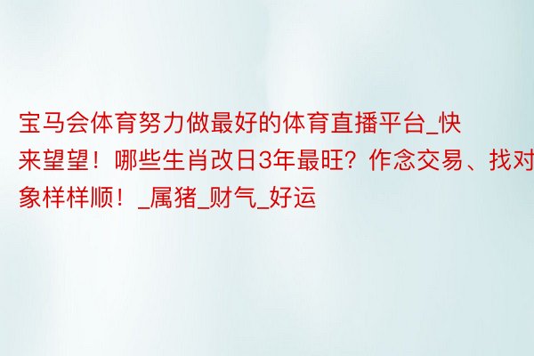 宝马会体育努力做最好的体育直播平台_快来望望！哪些生肖改日3年最旺？作念交易、找对象样样顺！_属猪_